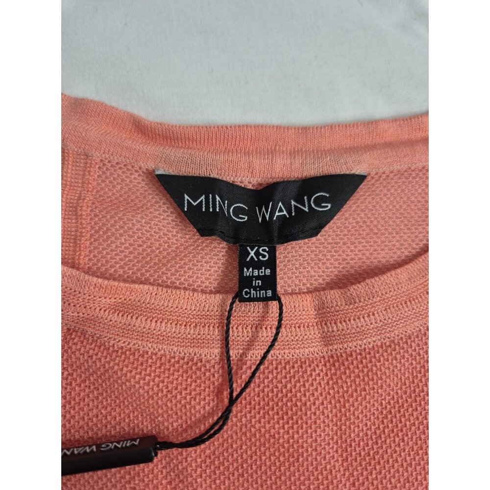 Ming Wang Women's Size XS Dolman Sleeve Knit Tunic Orange Burst Tonal Stripes 63 - Picture 9 of 11